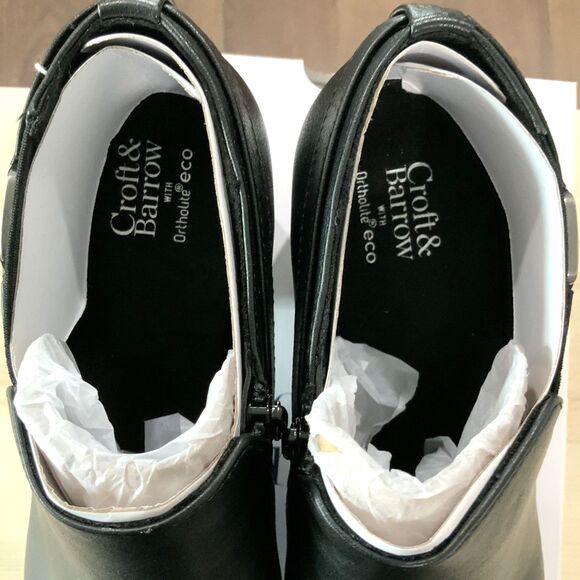 New in Box!! Black Faux Leather Ankle Boots w/Heel Size 10 By Croft & Barrow - Picture 8 of 10